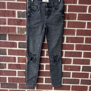 Free People Charcoal Distressed Skinny Jeans